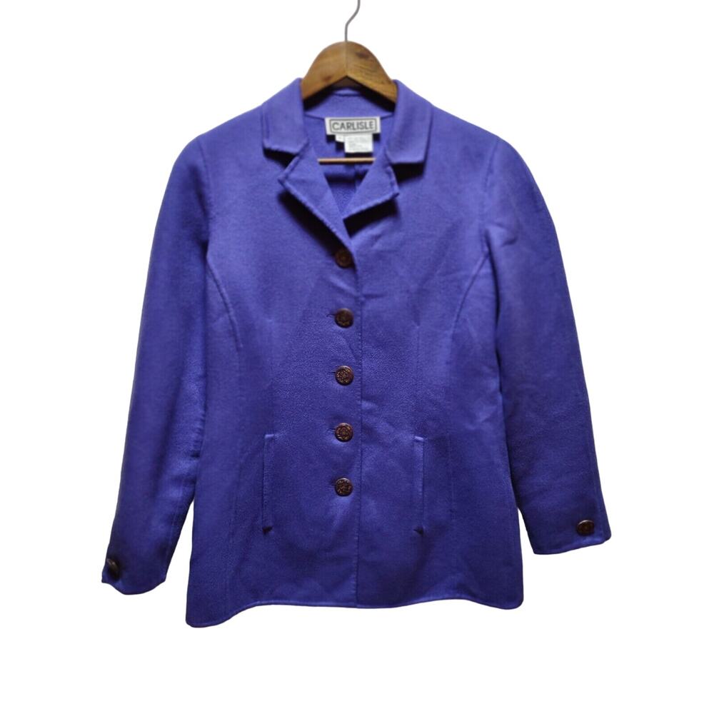 Vintage Carlisle purple wool/angora Soft LW Coat 5 Gold & Purple Buttons size 6